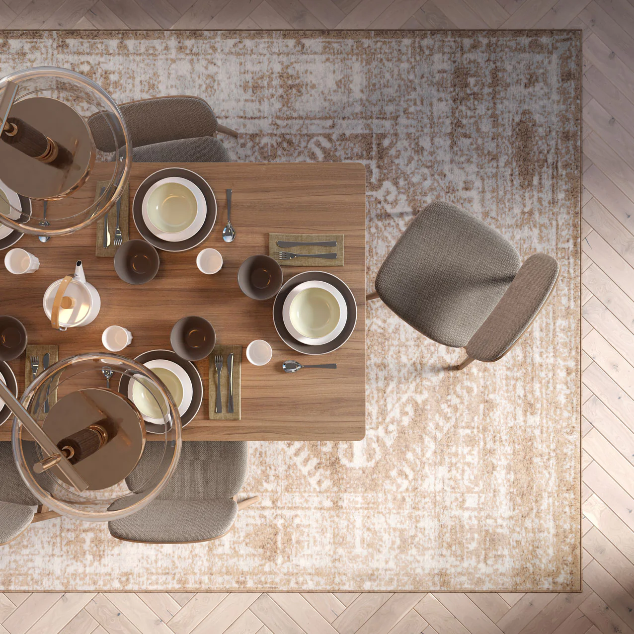 Beige Aztec Living Room Rug - Image 3