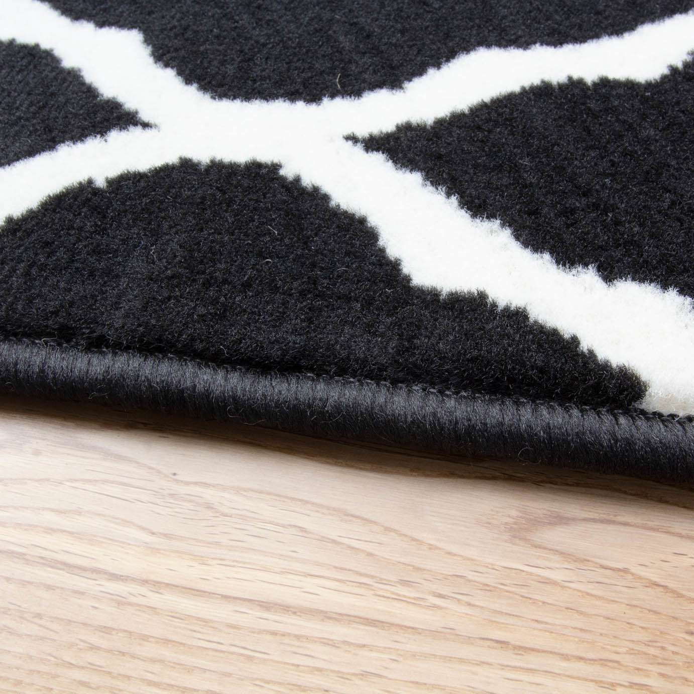 Black Moroccan Trellis Living Room Rug - Image 5