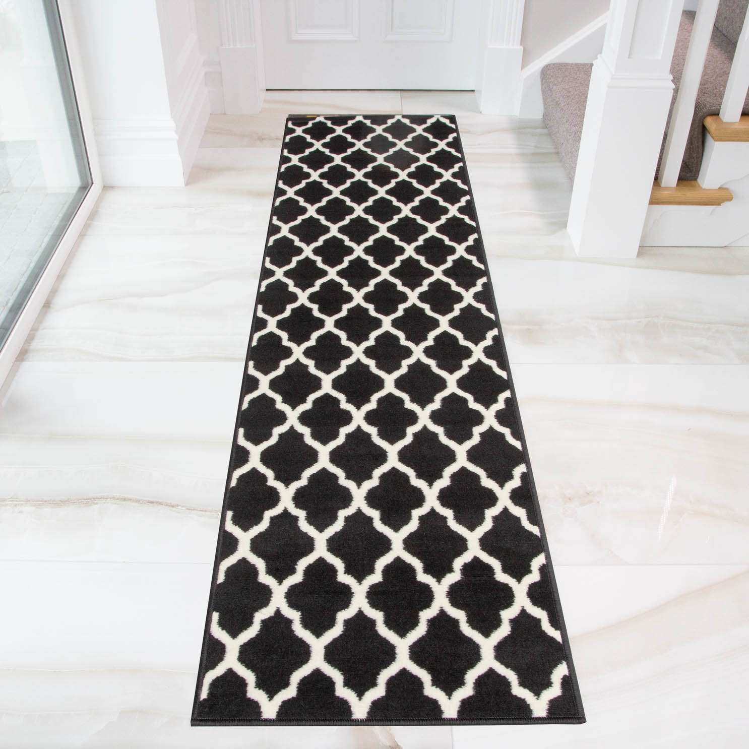 Black Moroccan Trellis Living Room Rug - Image 6