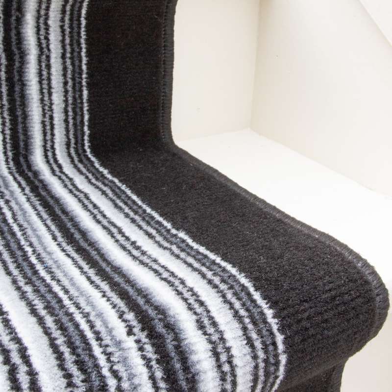 Black White Stripey Stair Carpet Runner - Cut to Measure - Image 4