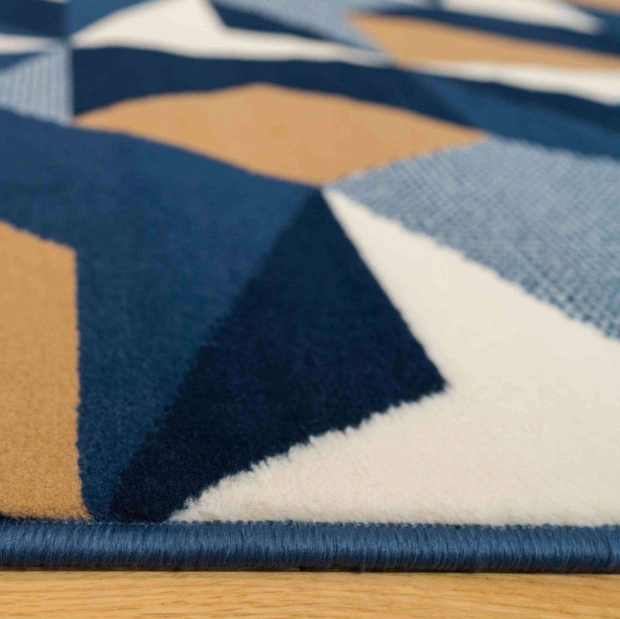 Blue Grey Modern Geometric Living Room Rugs - Image 7