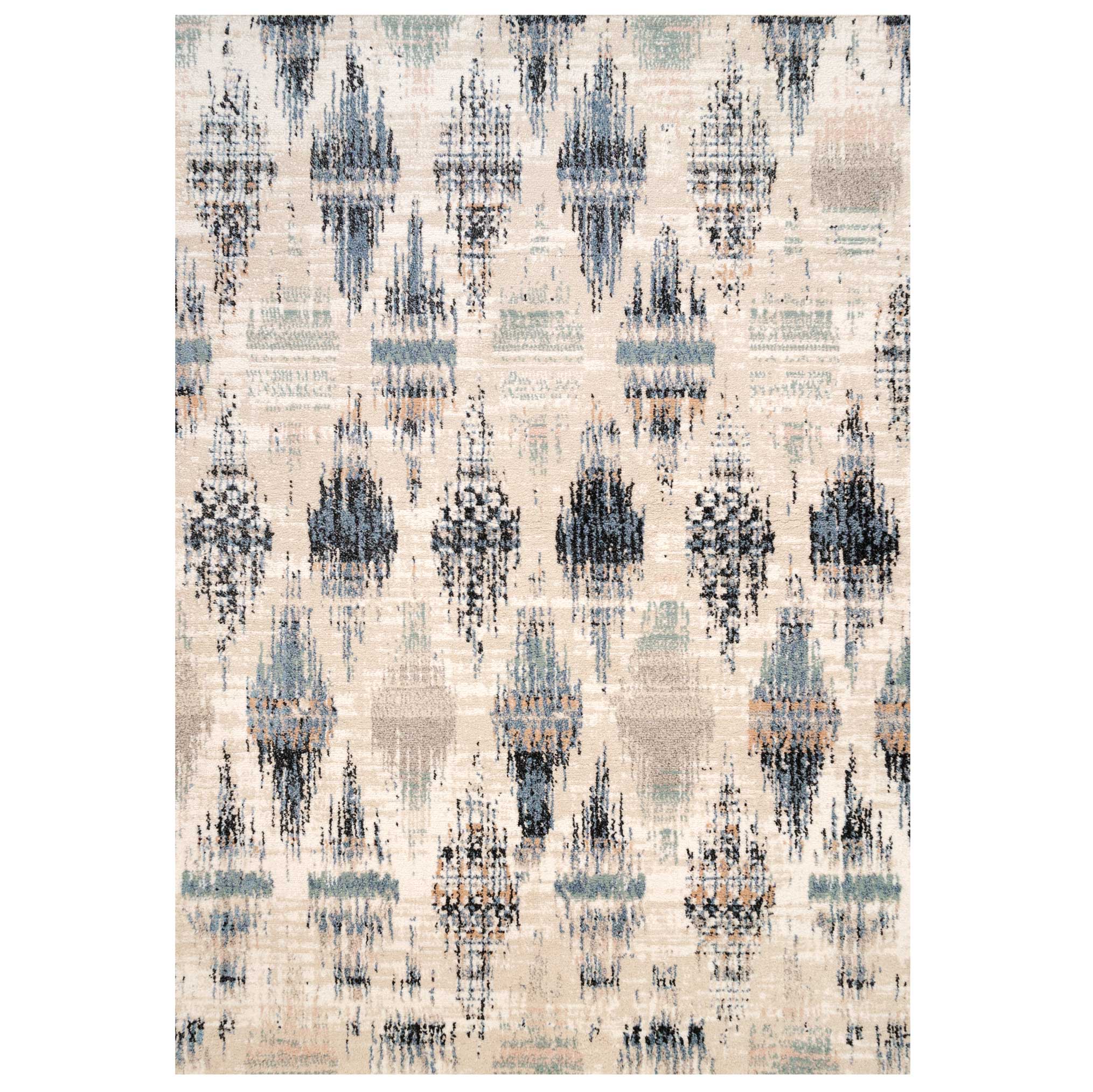 Blue Mottled Trellis Living Room Rug - Polly