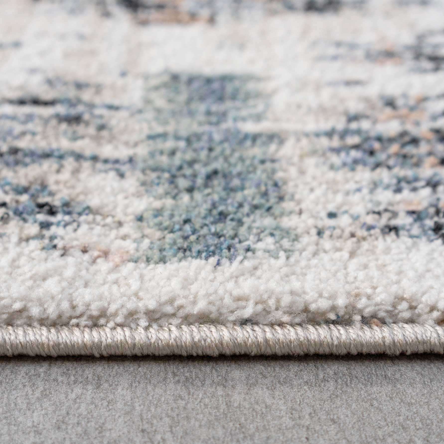 Blue Mottled Trellis Living Room Rug - Polly - Image 6
