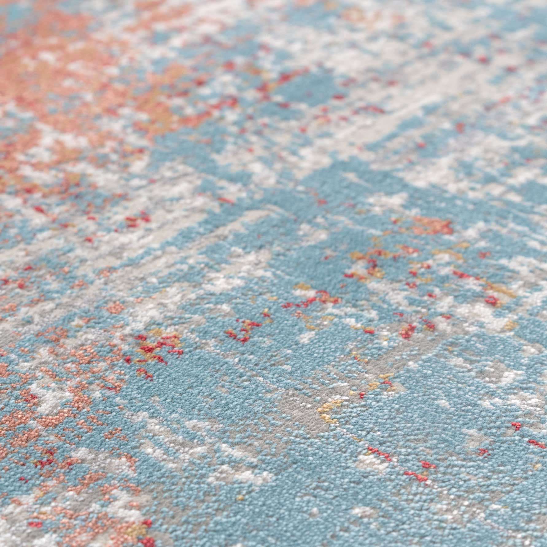 Blue Terracotta Abstract Canvas Runner Rug - Image 3
