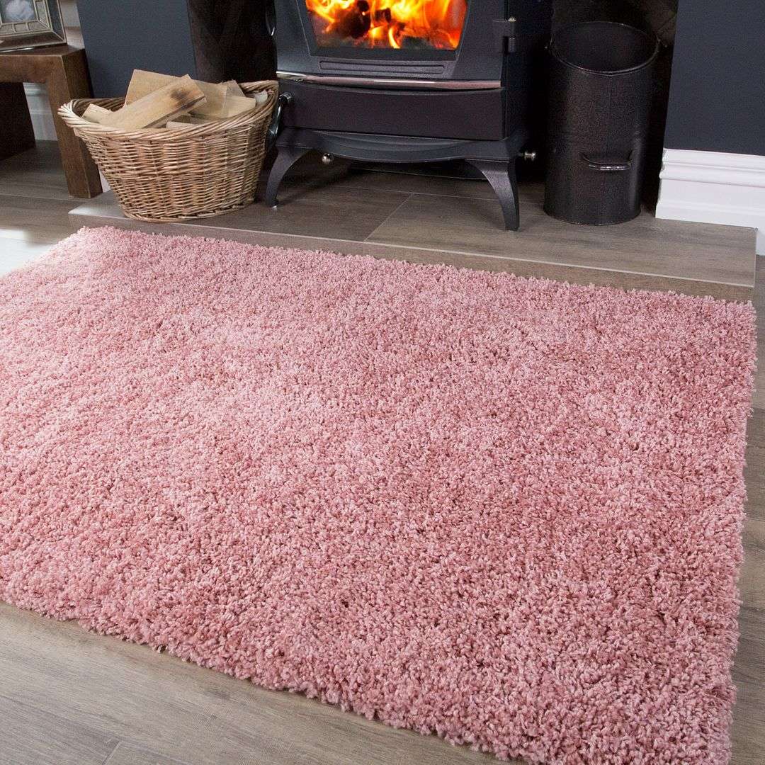 Blush Pink Shaggy Rug - Image 3