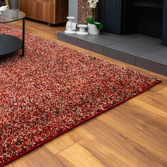 Burnt Orange Mottled Shaggy Living Room Rug - Image 3