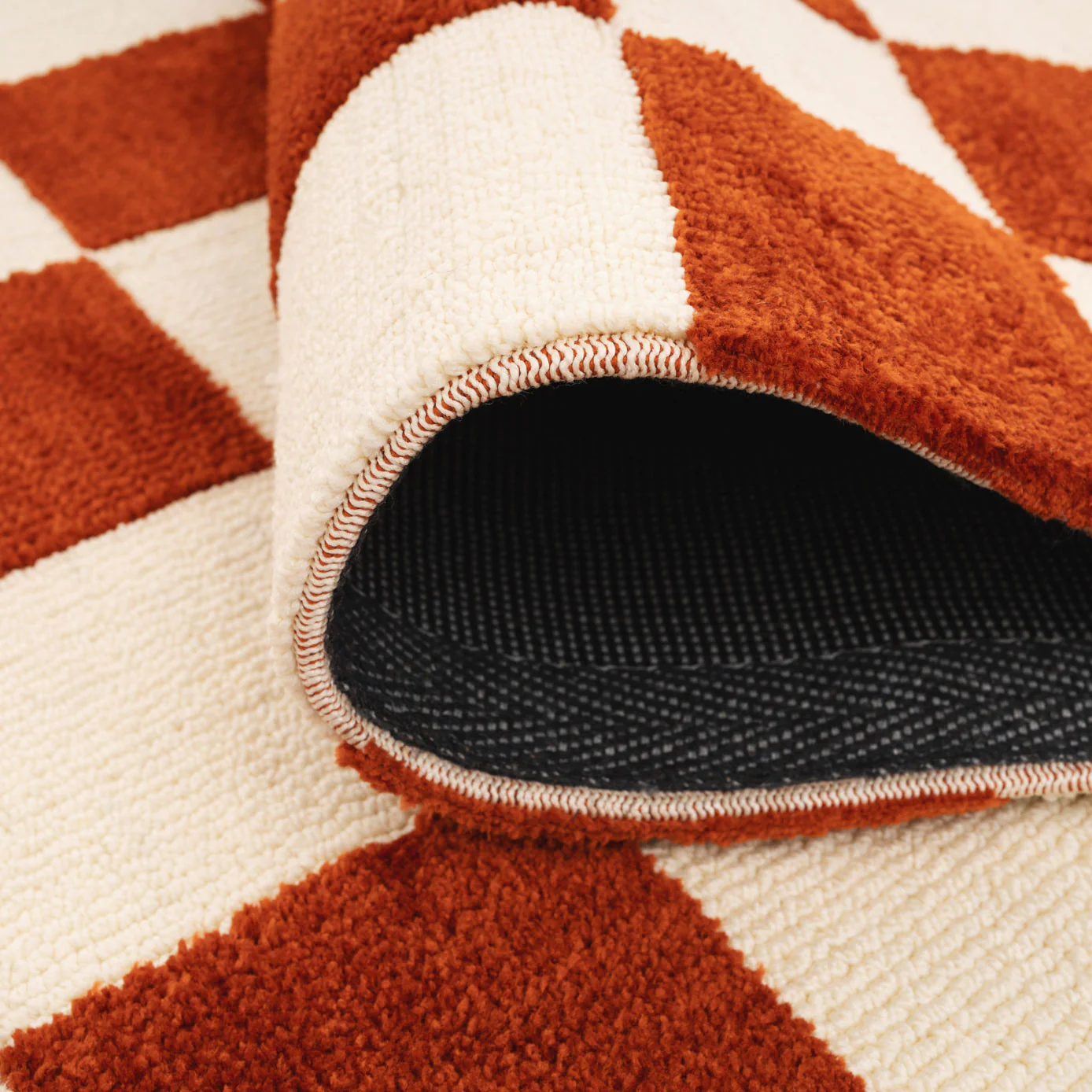 Burnt Orange Retro Checkerboard Rug - Maze Rust - Image 4