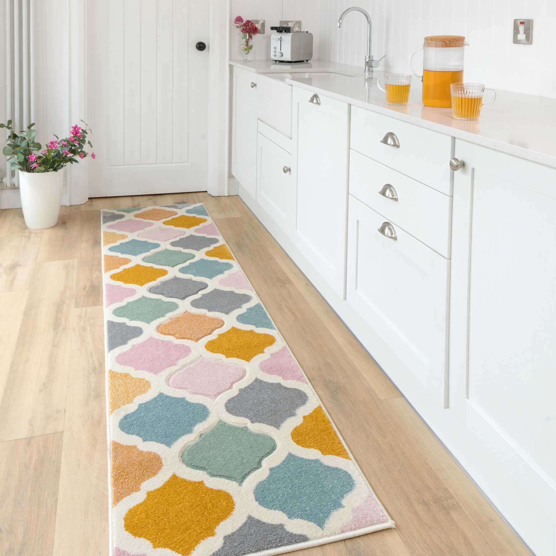 Colourful Pastel Trellis Area Room Rug - Image 4