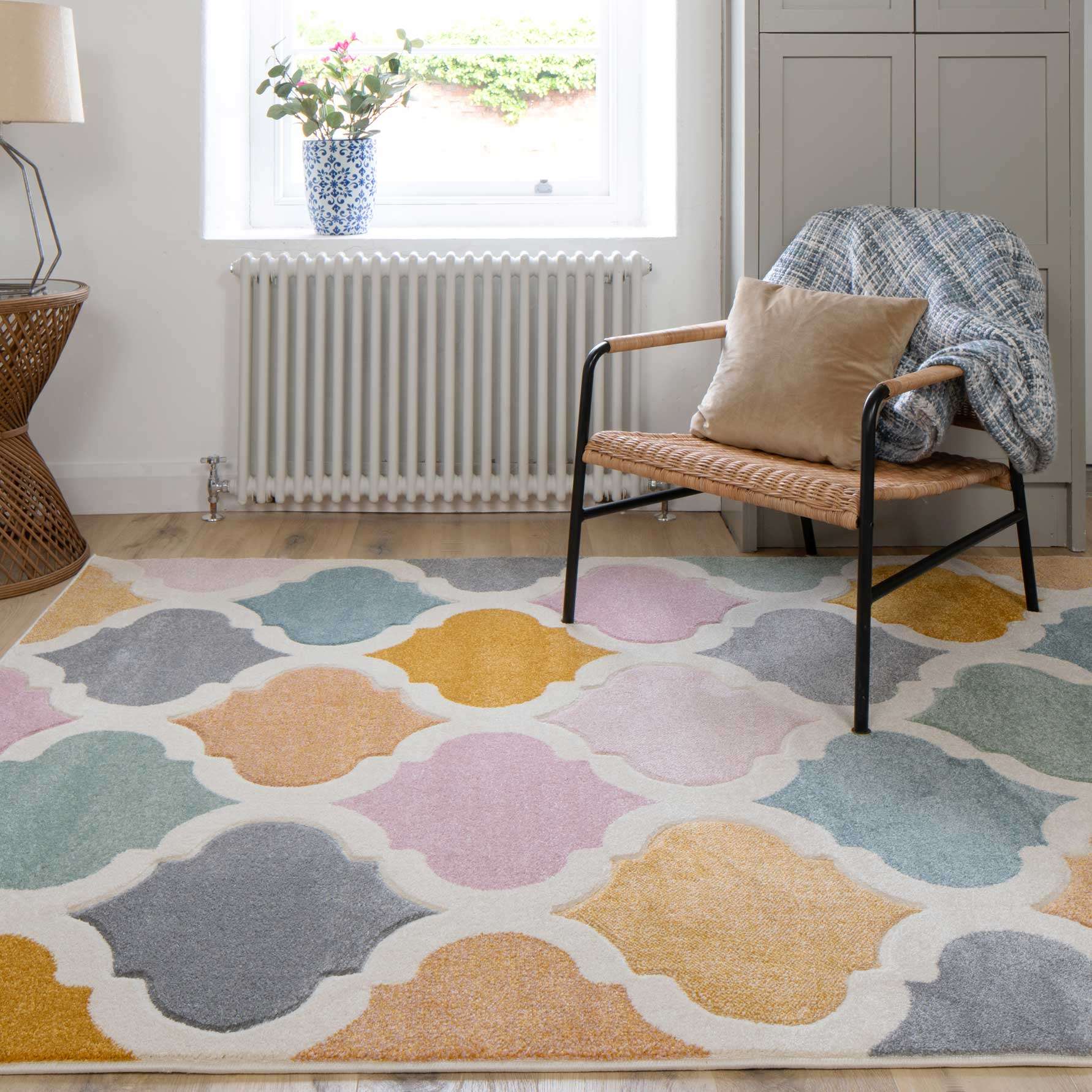 Colourful Pastel Trellis Hall Runner Rug - Image 5