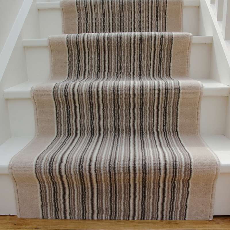 Cream Beige Stripey Stair Carpet Runner - Cut to Measure - Image 3