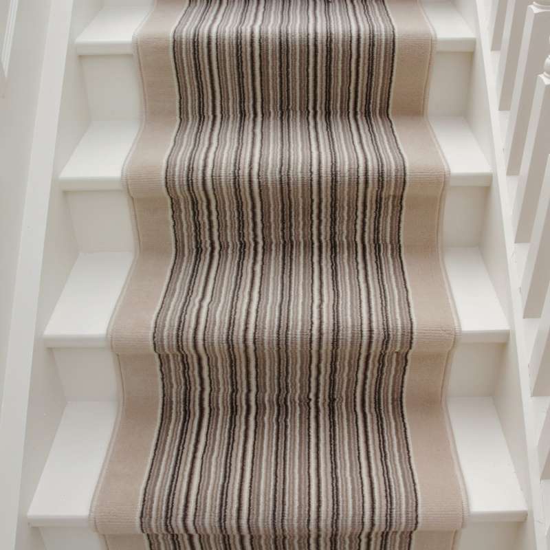 Cream Beige Stripey Stair Carpet Runner - Cut to Measure - Image 6