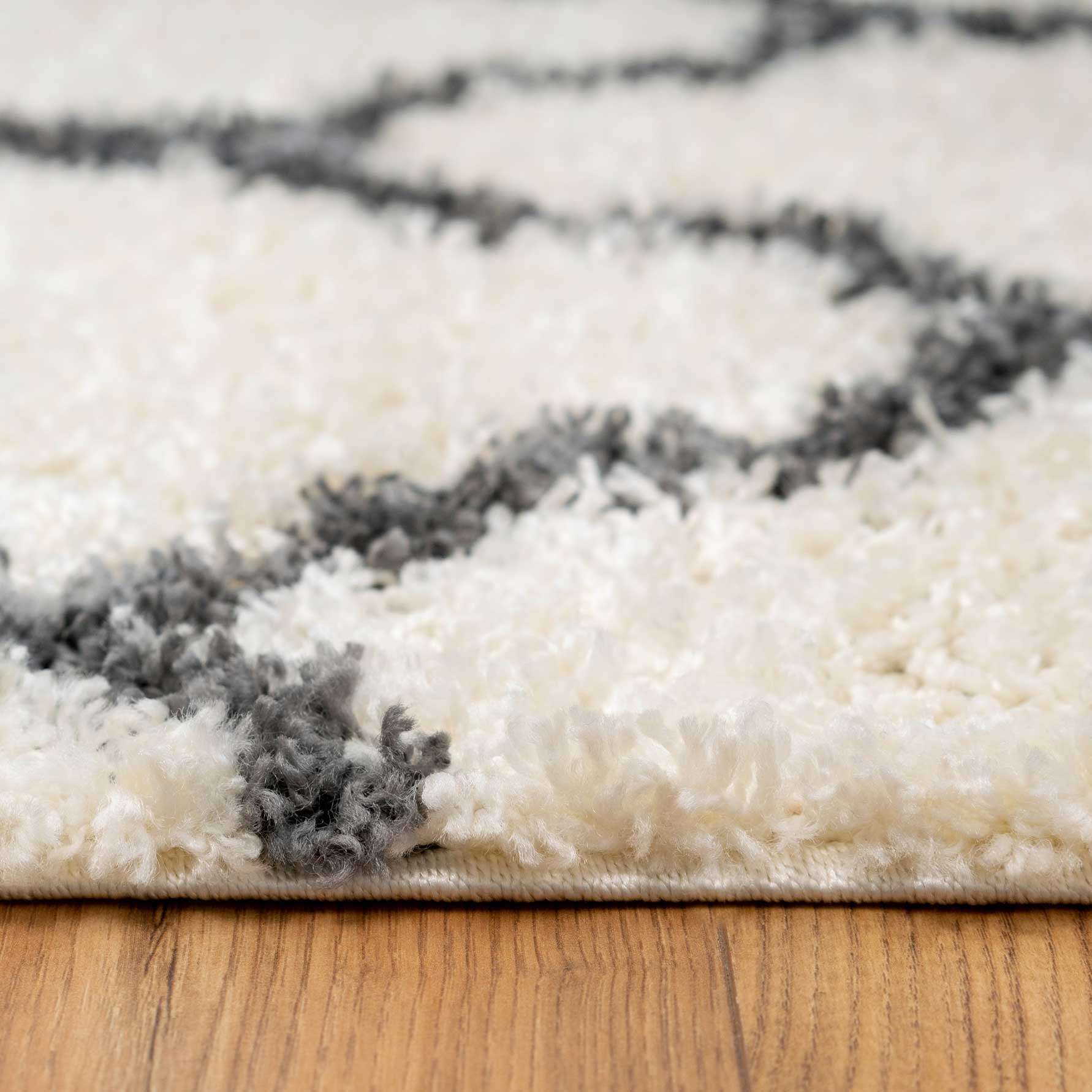 Cream Moroccan Trellis Shaggy Runner Rug - Image 4
