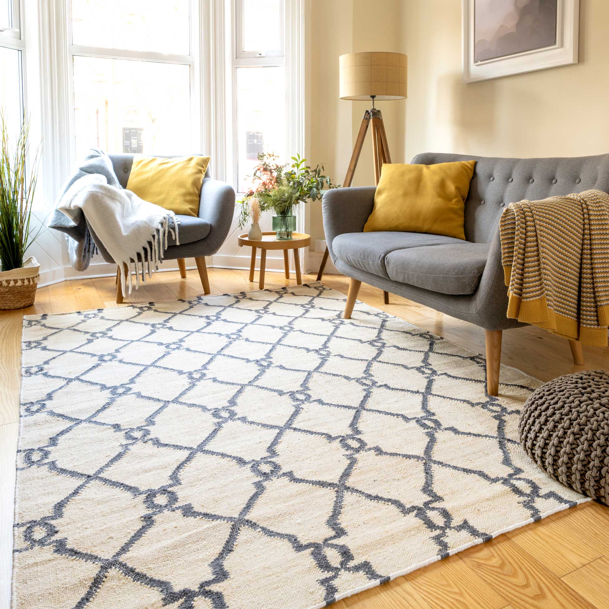 Cream Trellis Natural Jute Area Rug - Trellis - Image 3