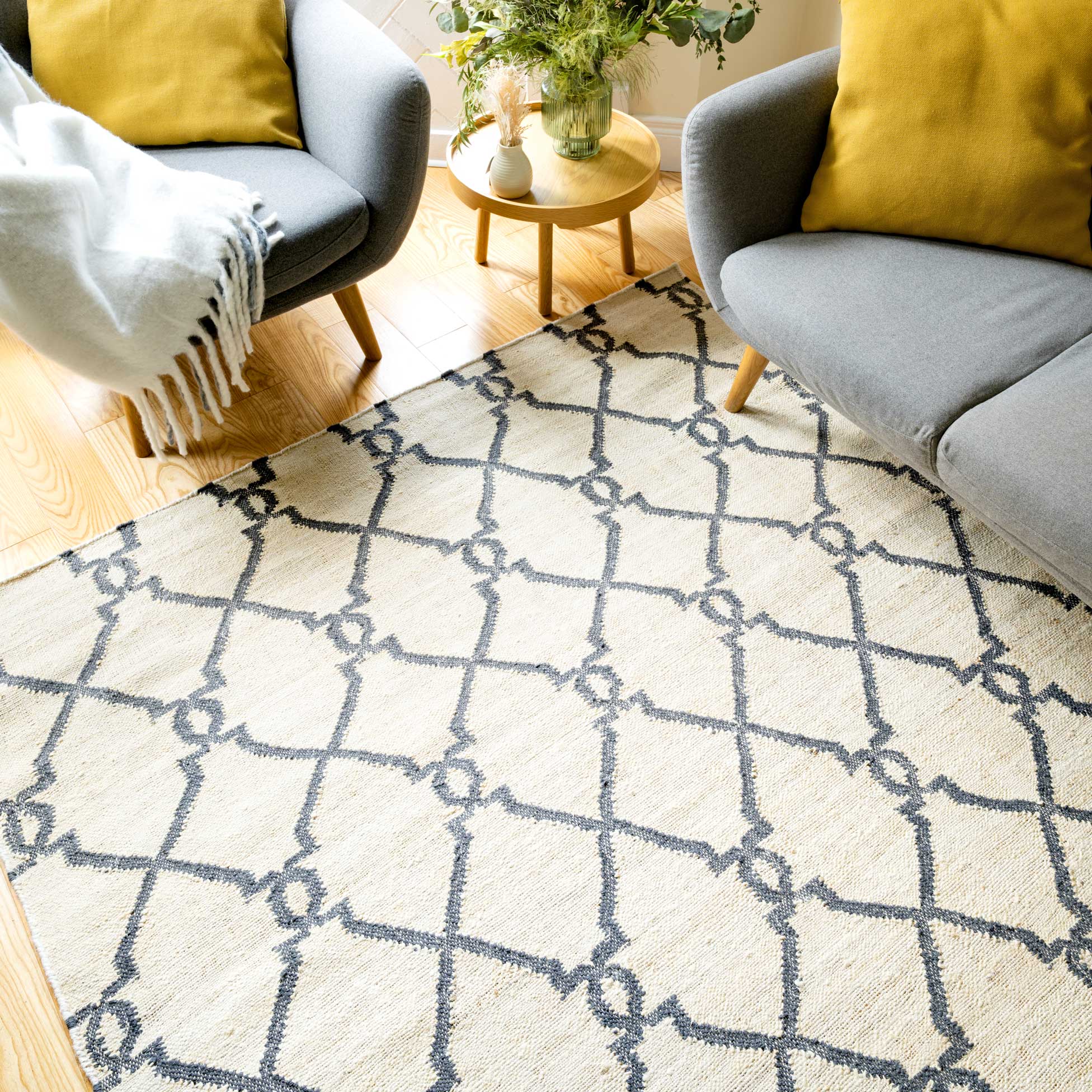 Cream Trellis Natural Jute Area Rug - Trellis - Image 4