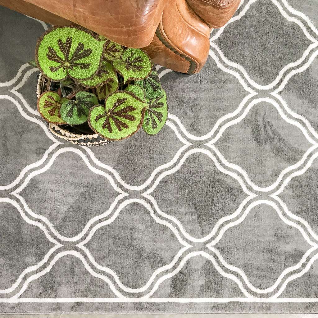 Dark Grey Trellis Living Room Rug - Image 4