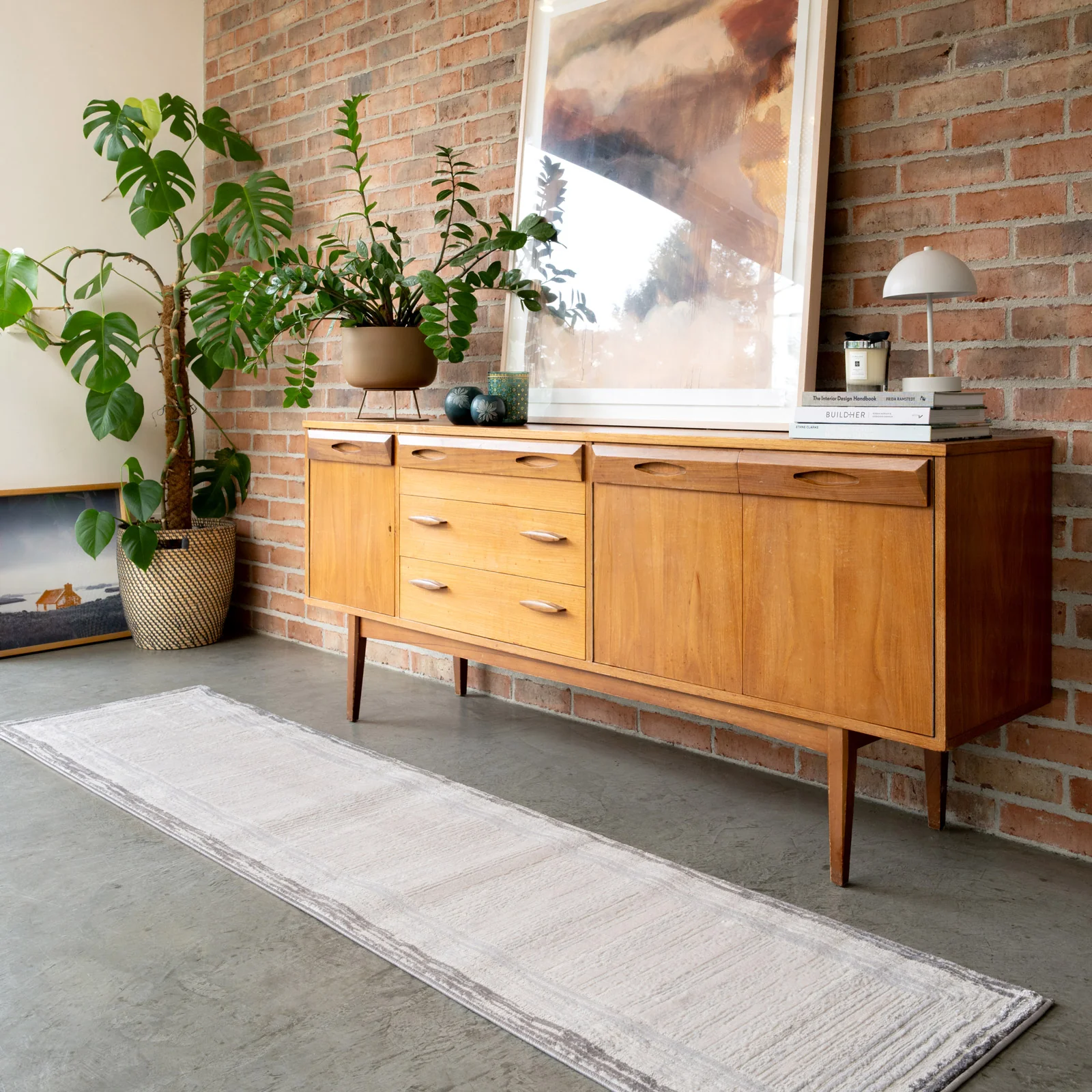 Distressed Abstract Beige Runner - Libby