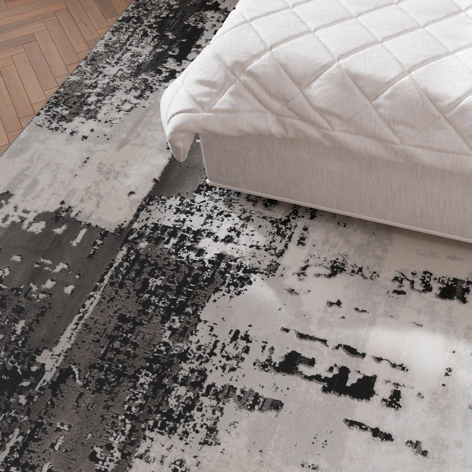 Distressed Abstract Grey Black Area Rug - Grace - Image 3