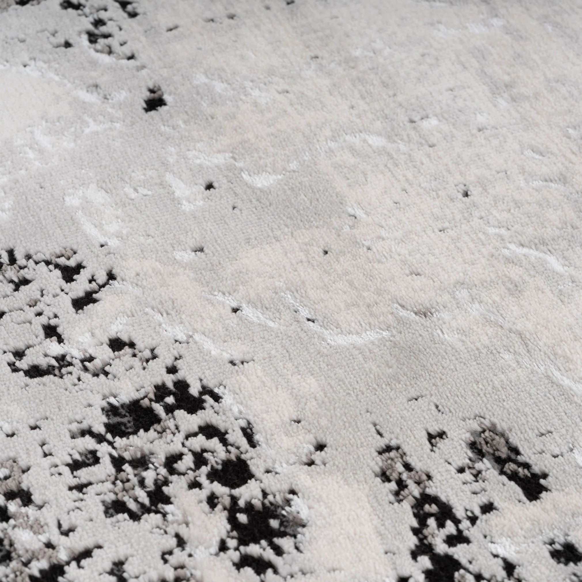Distressed Abstract Grey Black Runner Rug - Image 4