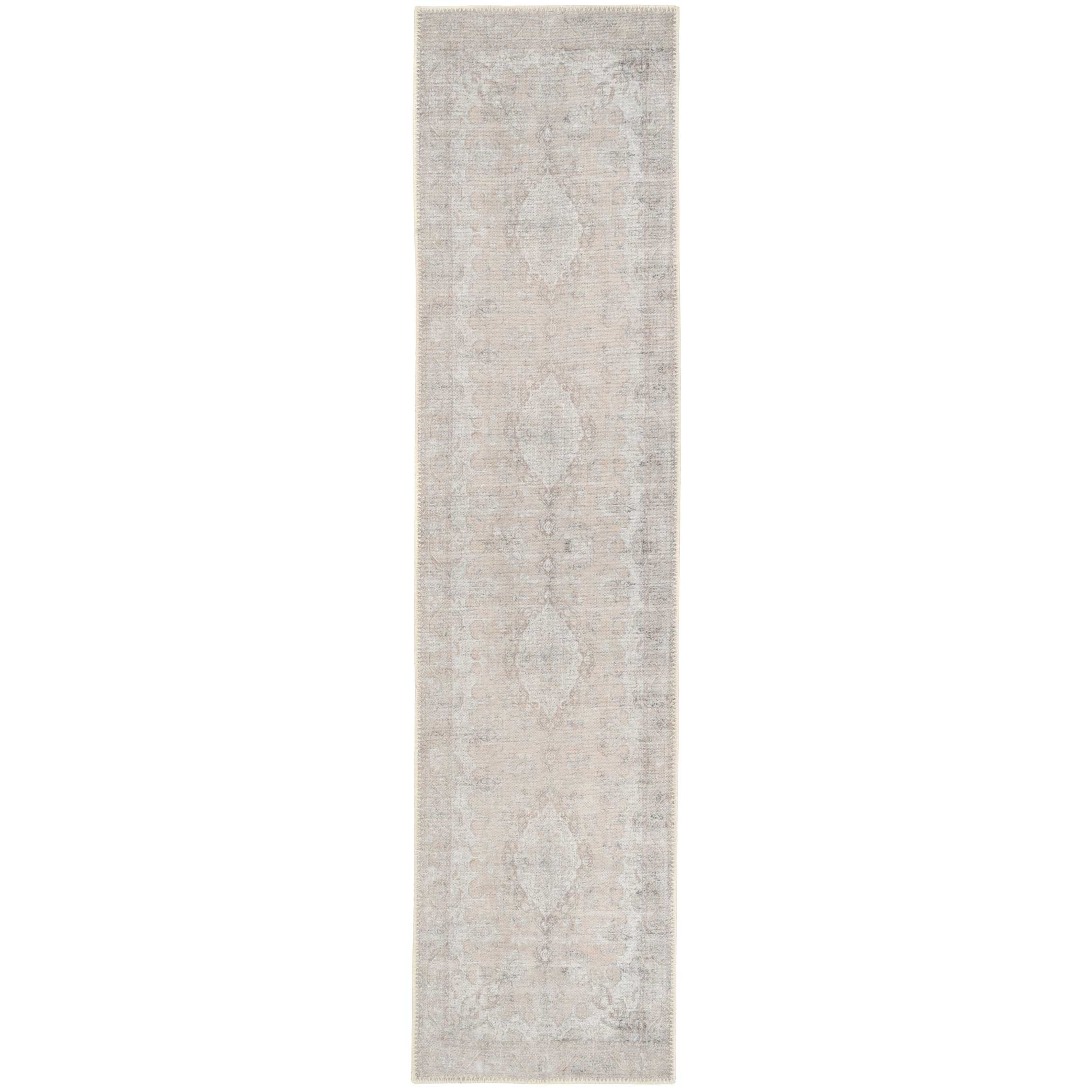 Flatwoven Washable Distressed Beige Runner - Zoe - Image 2