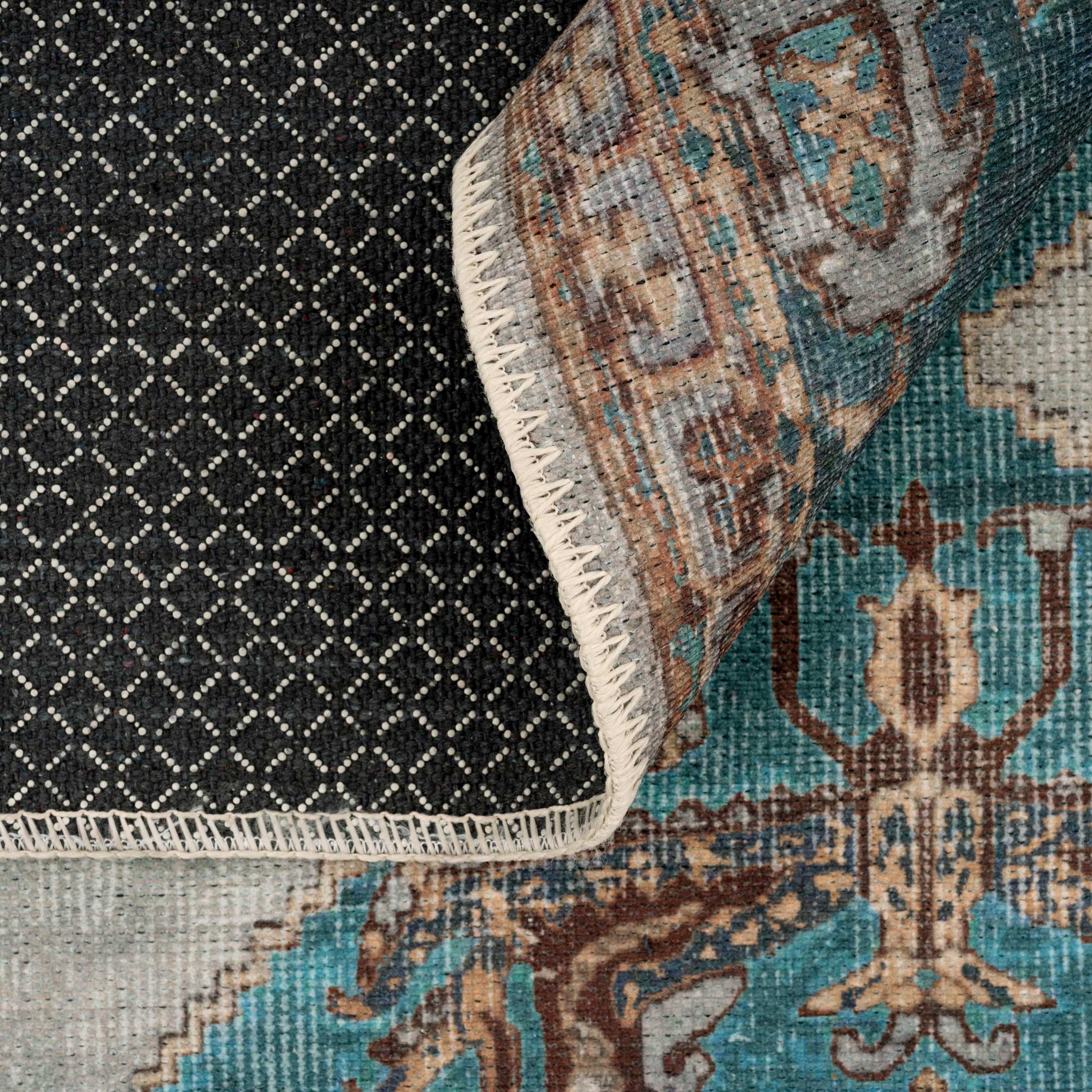 Distressed Bordered Washable Rug - Image 4