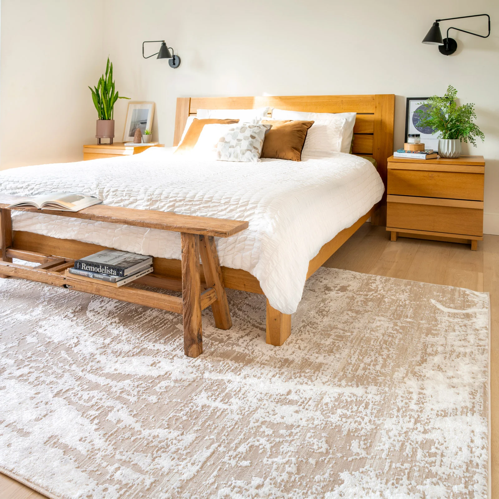 Distressed Abstract Beige Rug - Lena - Image 2