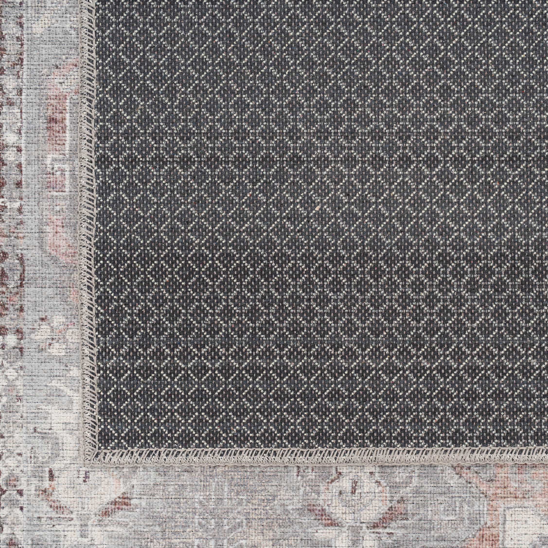 Flatwoven Washable Distressed Grey Bordered Runner - Grand - Image 4