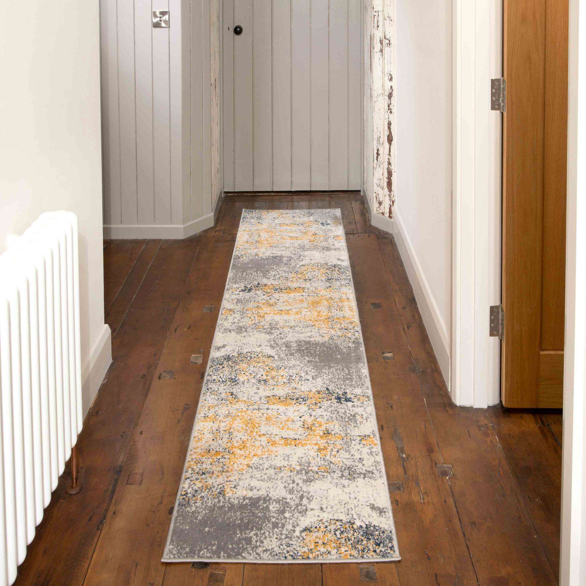 Distressed Ochre Yellow Pastel Soft Living Room Rug - Image 9