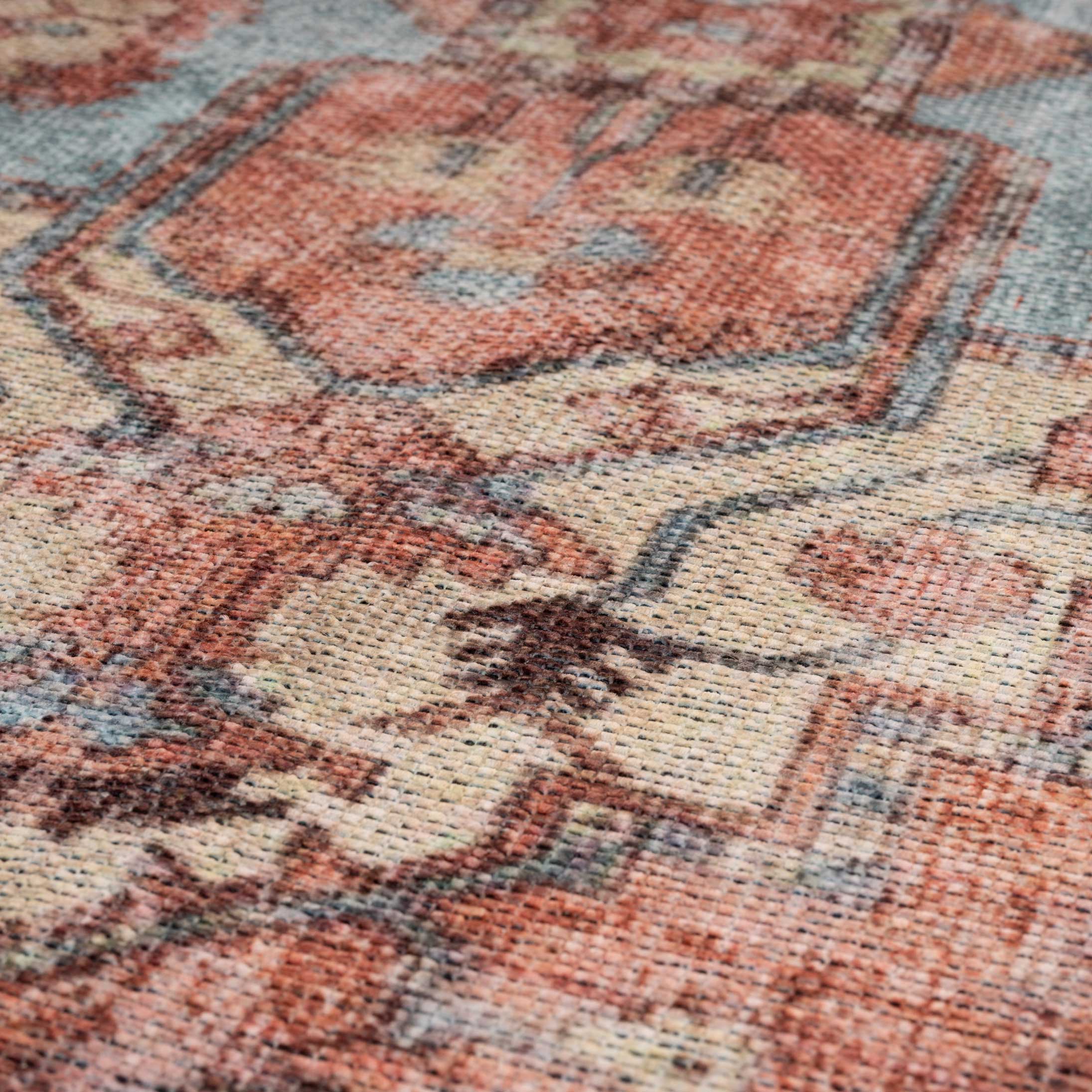 Flatwoven Washable Distressed Terracotta Aztec Runner - Yana - Image 5
