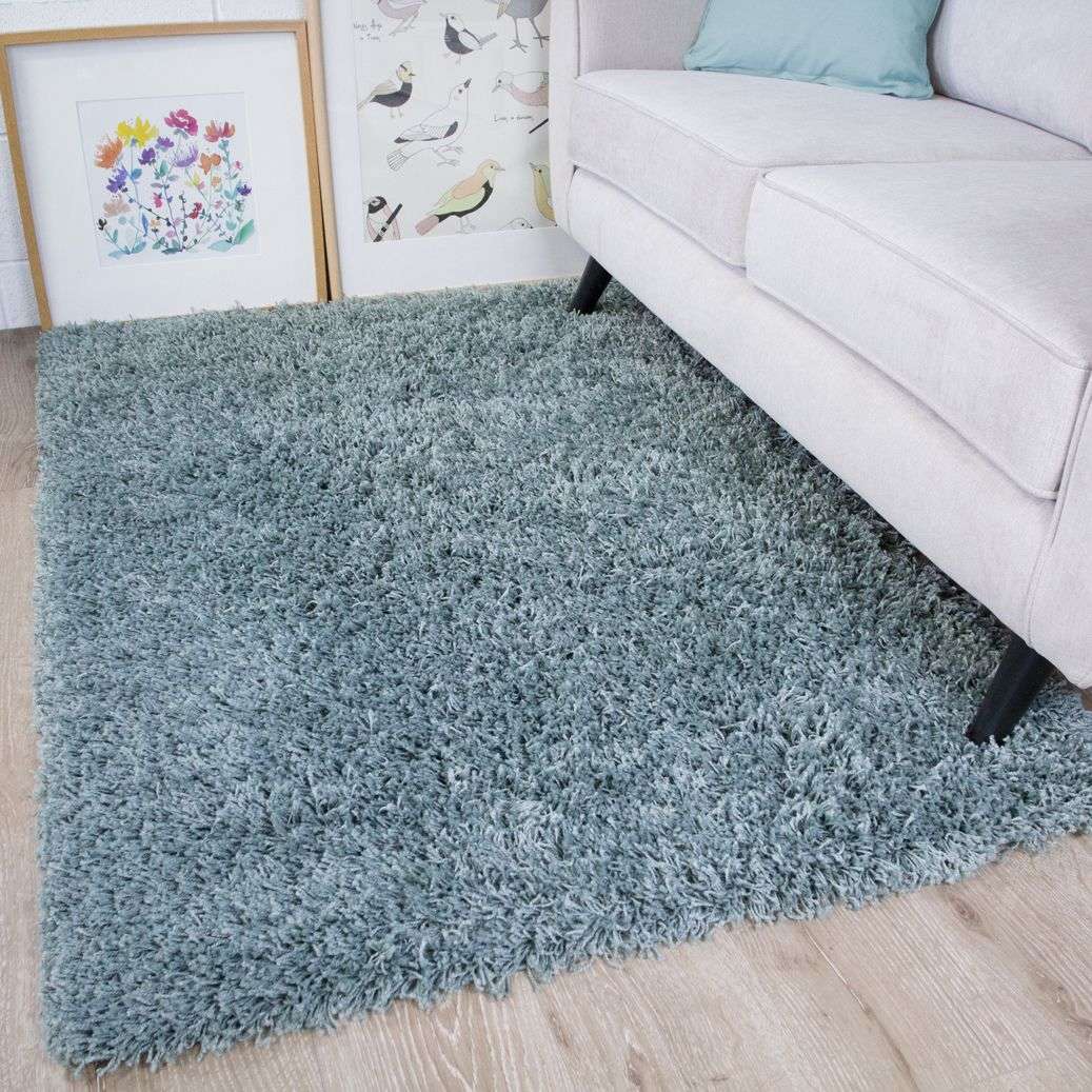 Duck Egg Shaggy Rug - Image 2