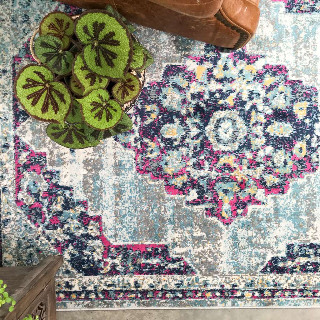 Faded Distressed Colourful Oriental Pattern Runner  Rug - Image 6