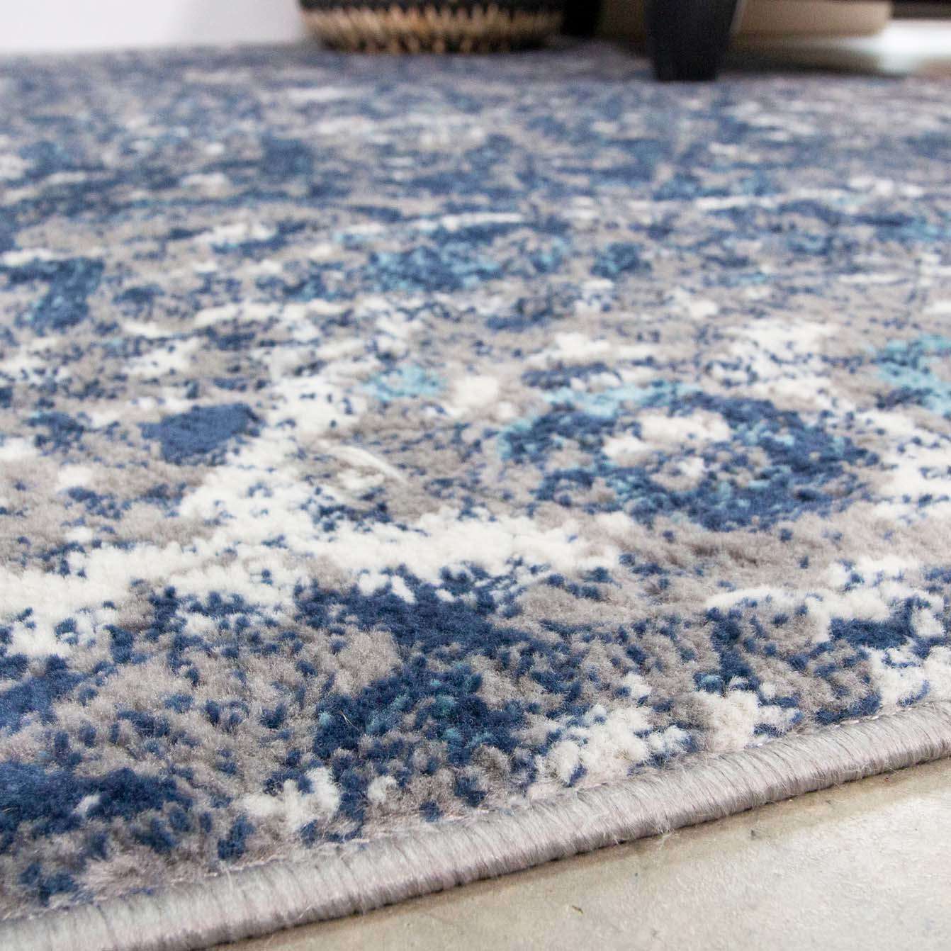 Faded Distressed Navy Oriental Pattern Runner Rug - Image 4