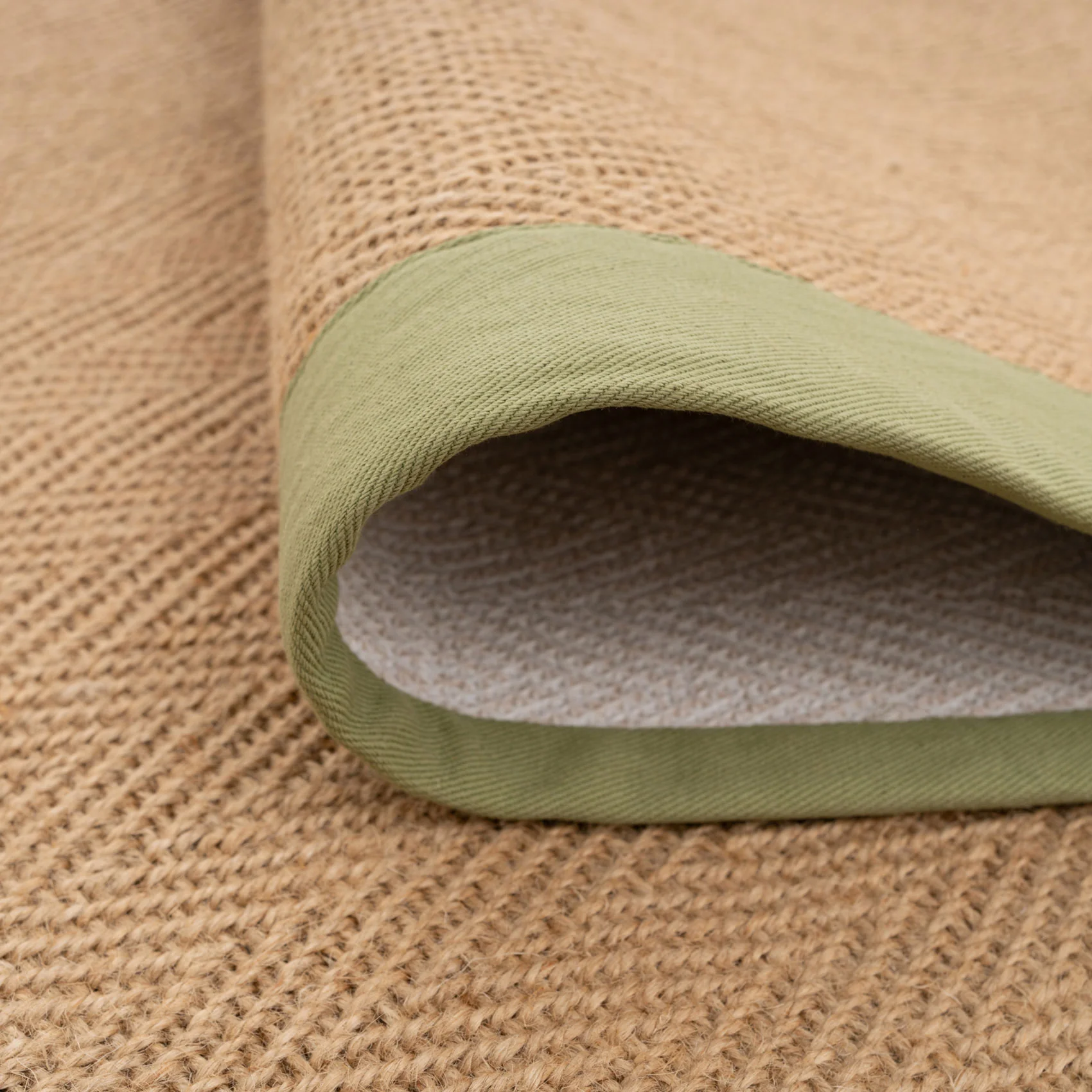 Green Cotton Border Natural Jute Hallway Runner Rug - Image 7