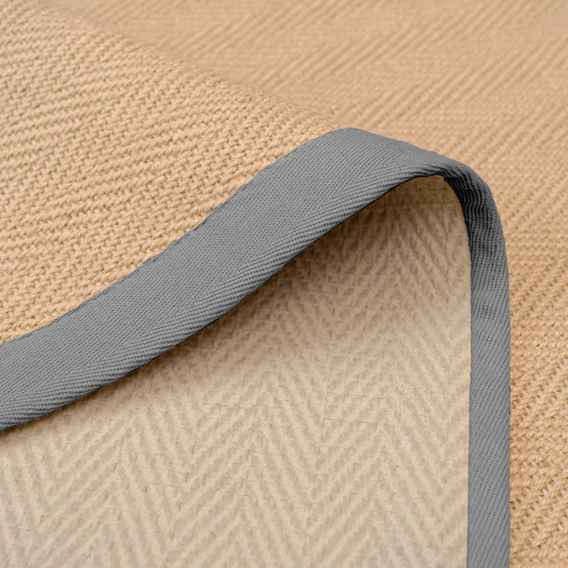 Grey Cotton Border Natural Jute Area Rug - Image 6