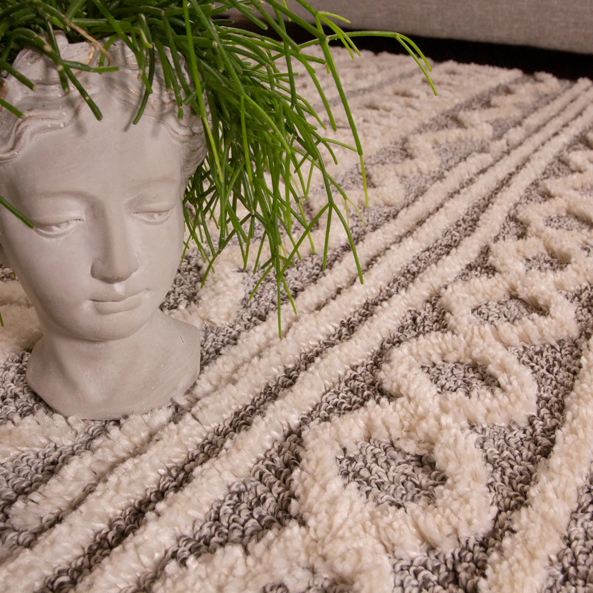 Grey Cream Aztec Scandi Rug - Fable - Image 7