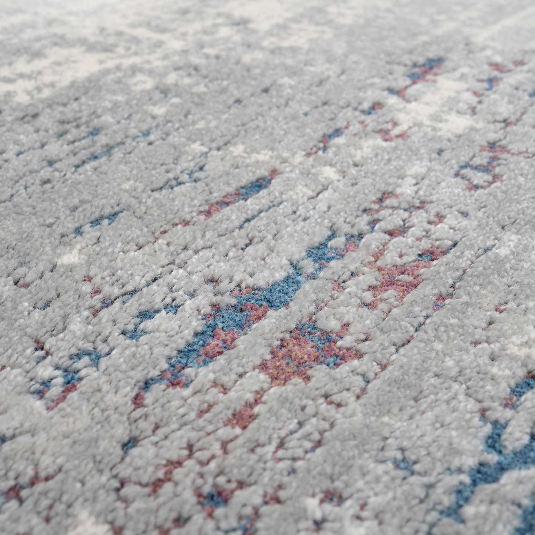 Grey Distressed Multicoloured Abstract Living Room Rug - Song - Image 4