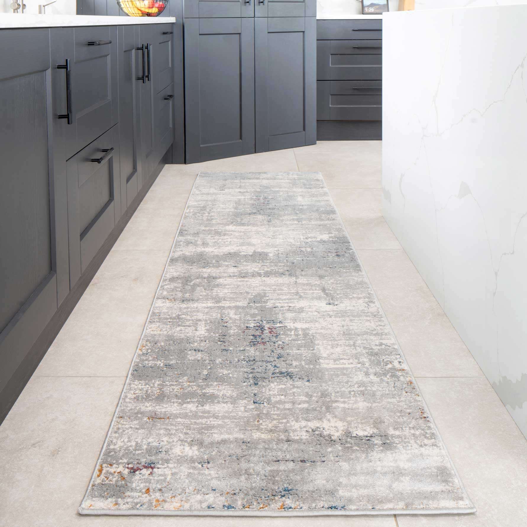 Grey Distressed Multicoloured Abstract Living Room Rug - Song - Image 7