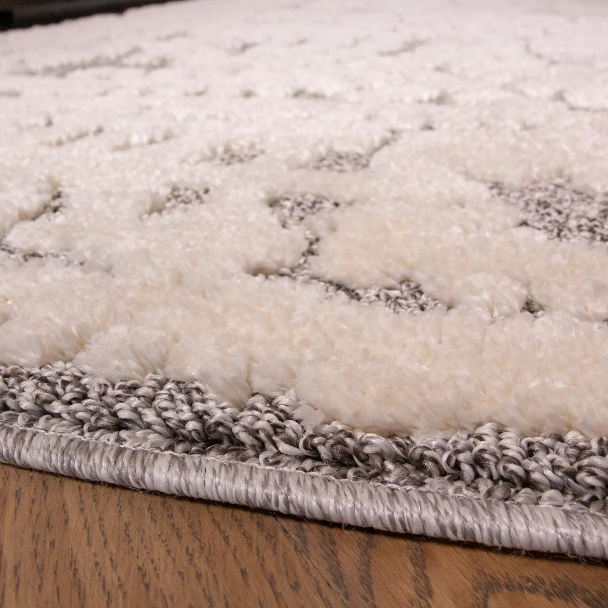 Grey White Damask Runner Scandi Rug - Image 2