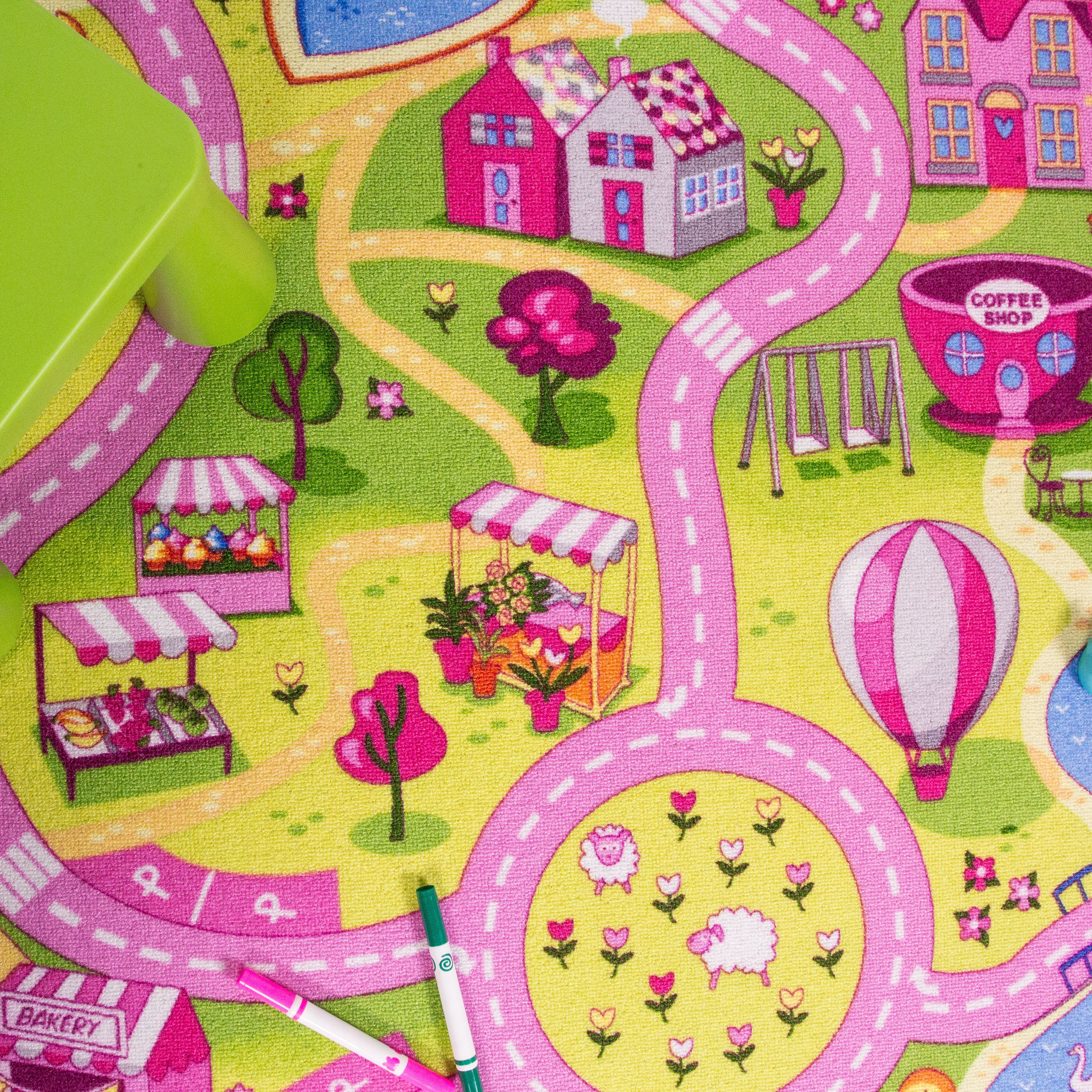 Kids Fun Pink Funfair Play Rug - Image 3