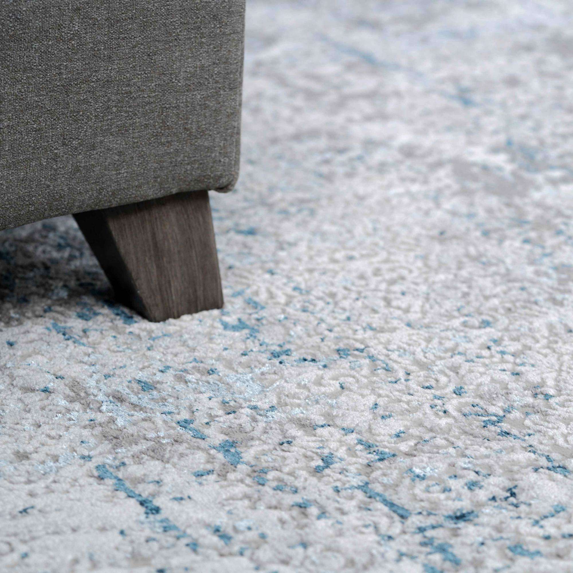 Modern Abstract Distressed Rugs Blue Grey - Tweed - Image 6