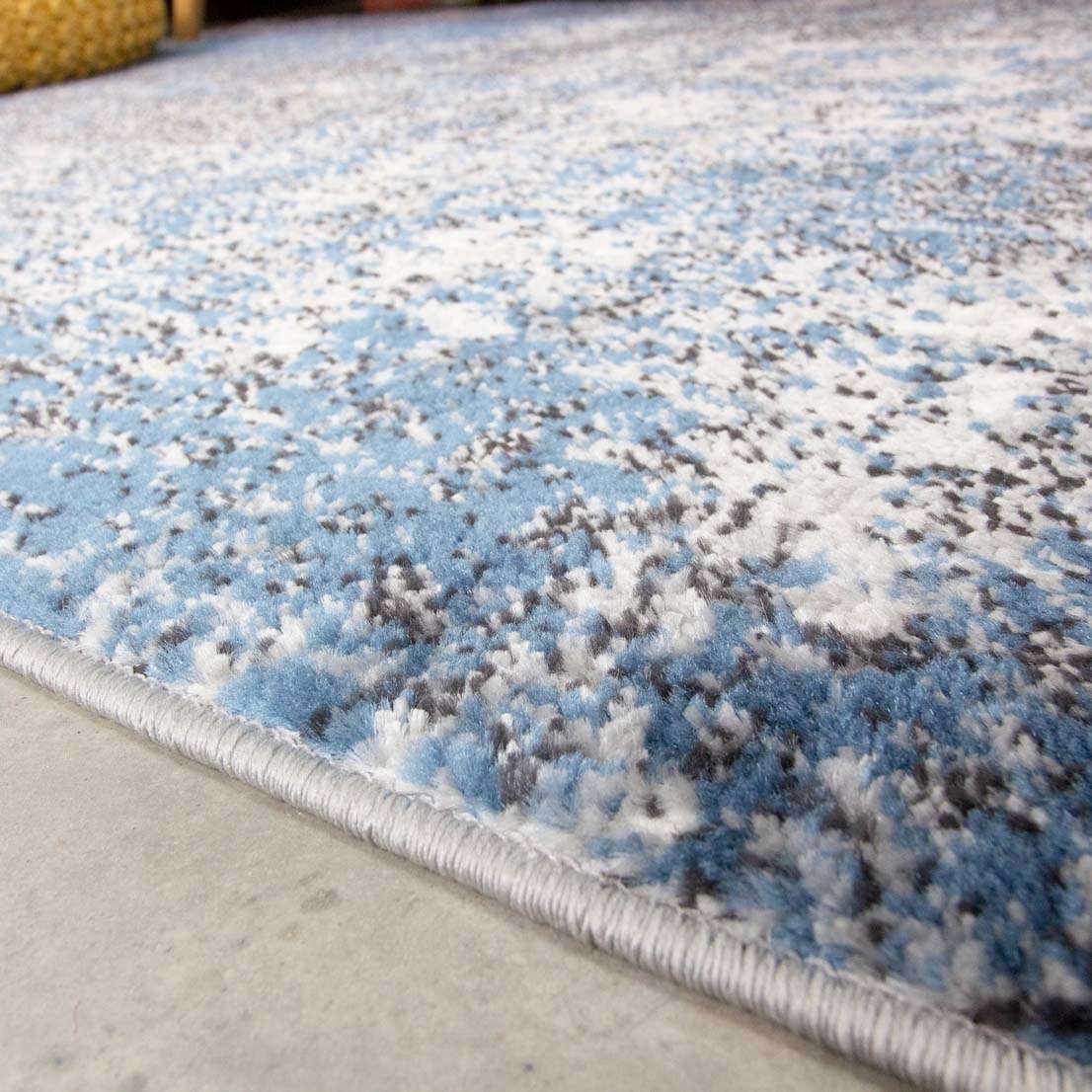 Modern Blue Abstract Distressed Living Room Rug - Image 3