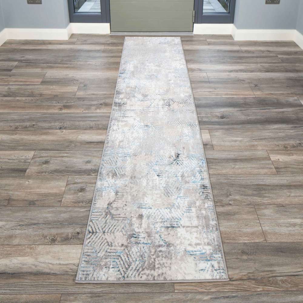 Modern Blue Abstract Geometric Living Room Rugs - Busby - Image 5