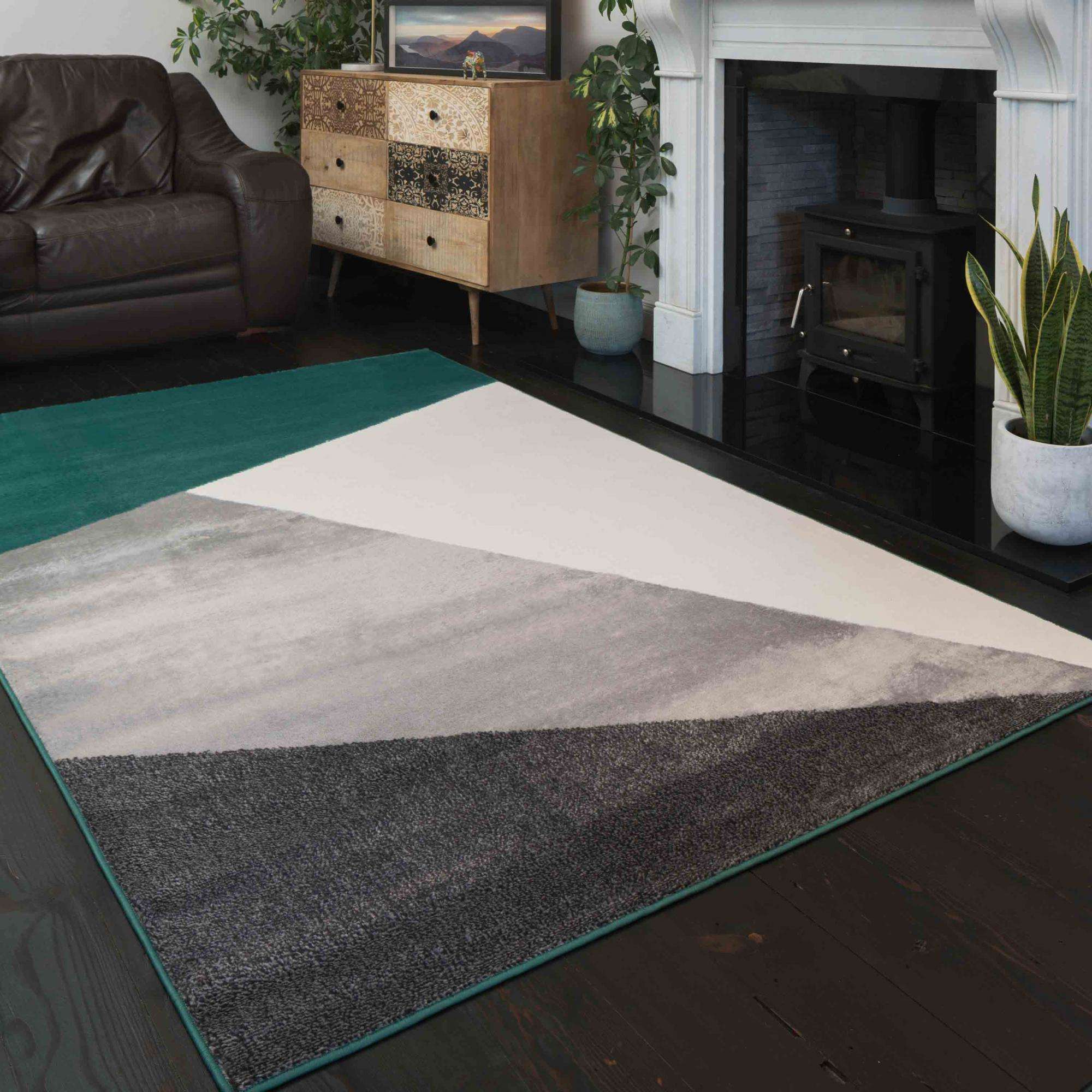 Modern Emerald Green Abstract Living Room Rugs - Image 2