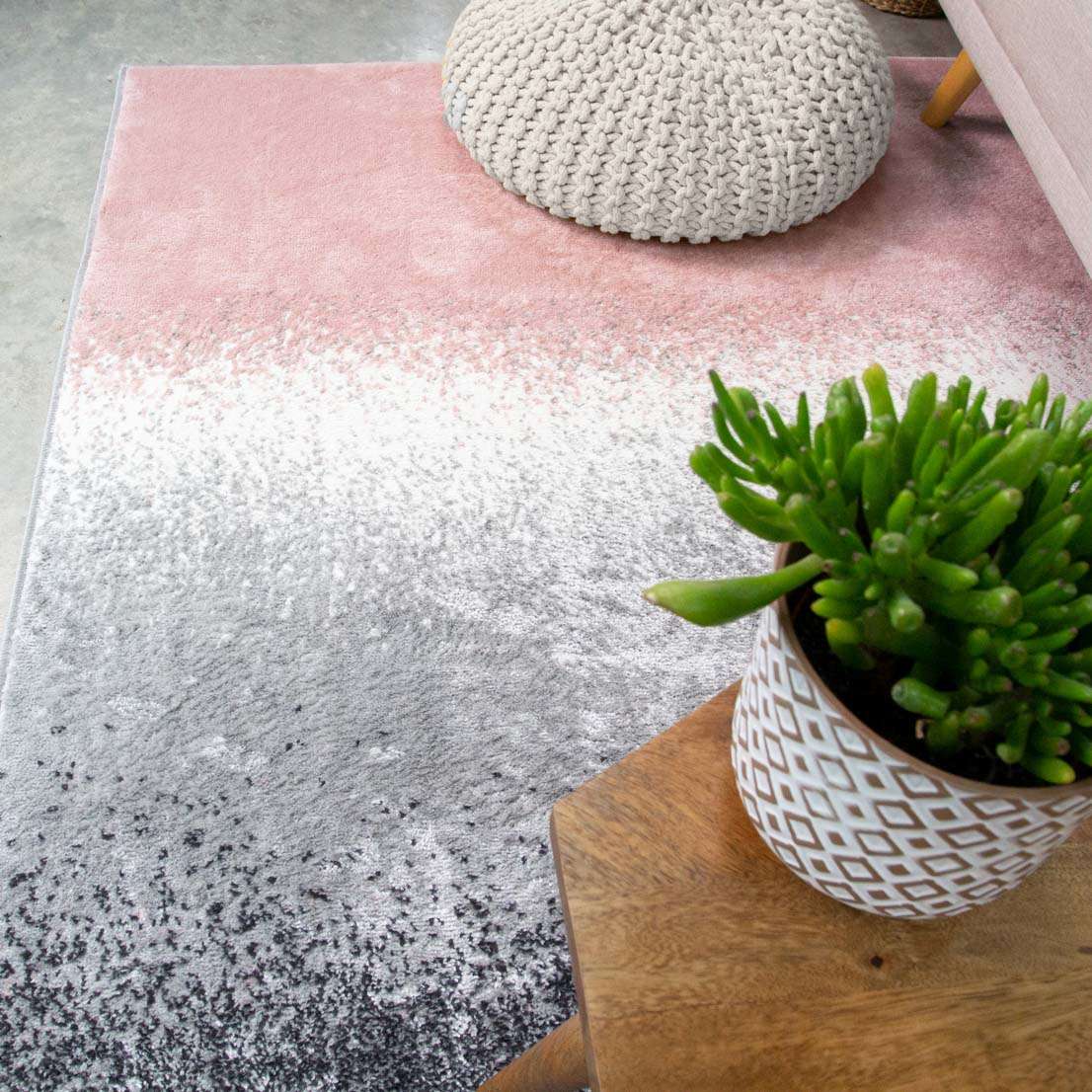 Modern Pink Distressed Striped Runner Rug - Image 3