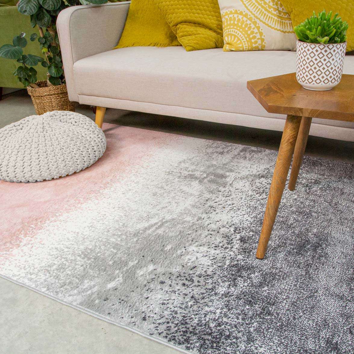 Modern Pink Distressed Striped Runner Rug - Image 5