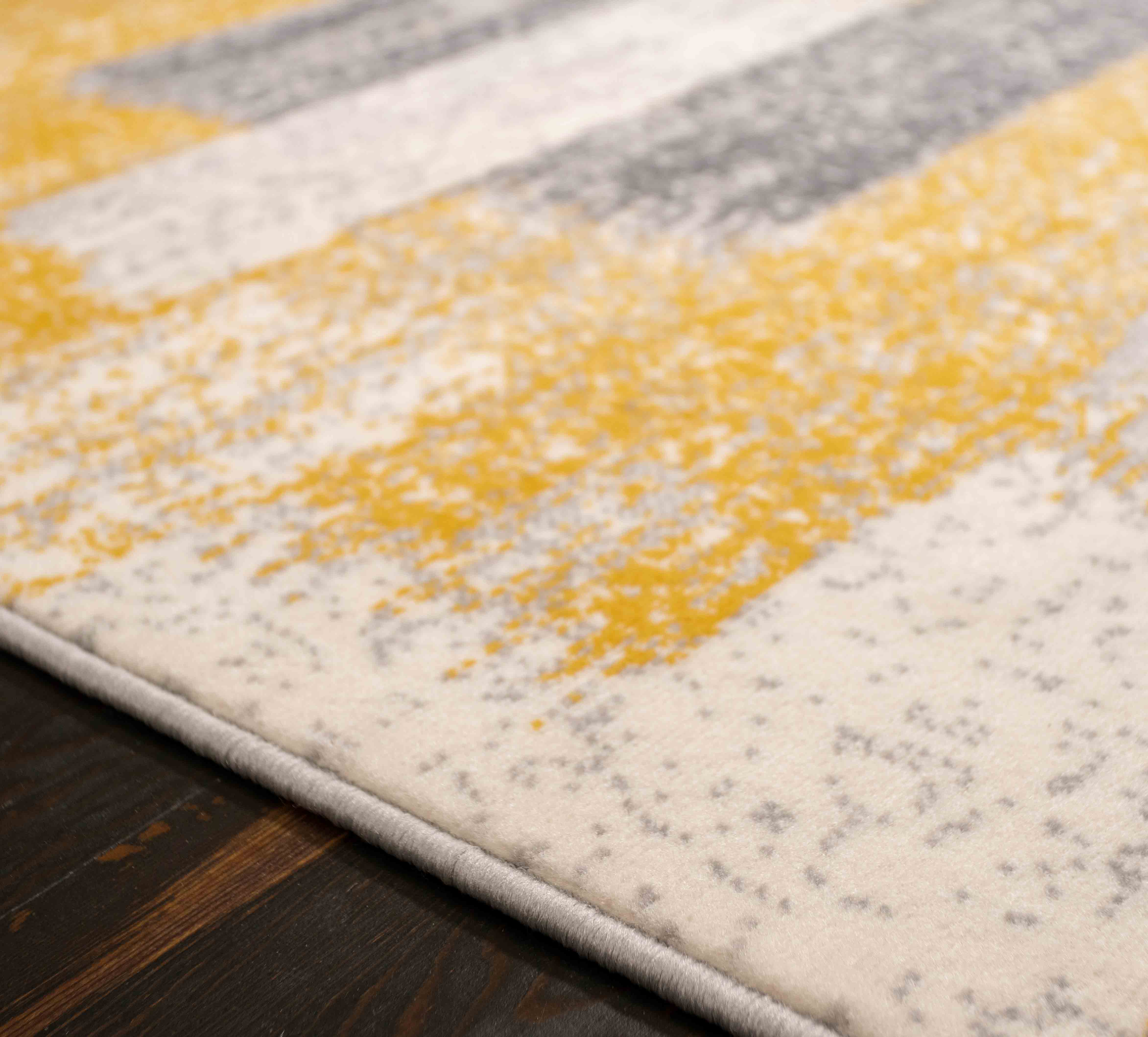 Modern Yellow and Grey Stripe Rug - Image 6