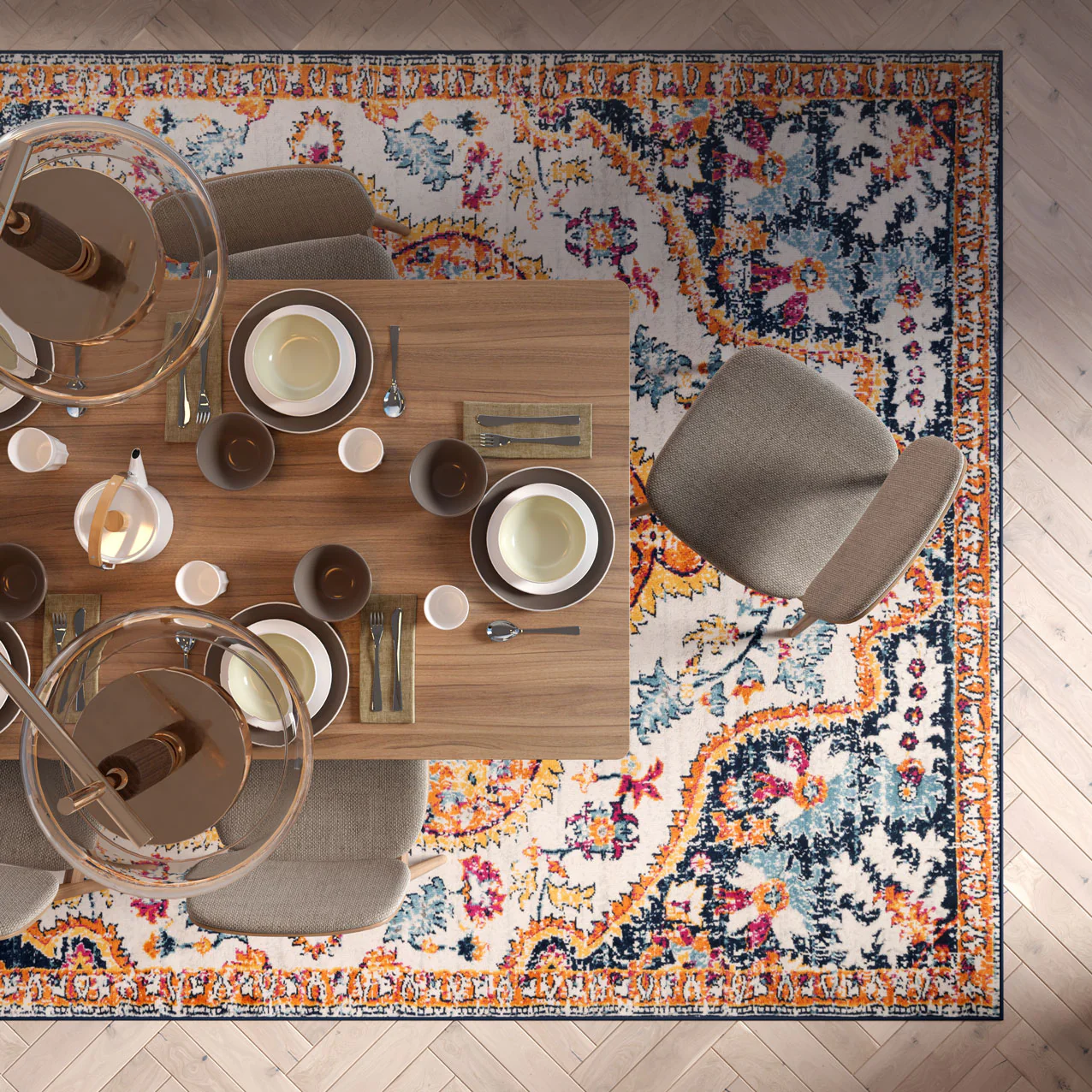 Multicolour Medallion Area Rug - Image 2