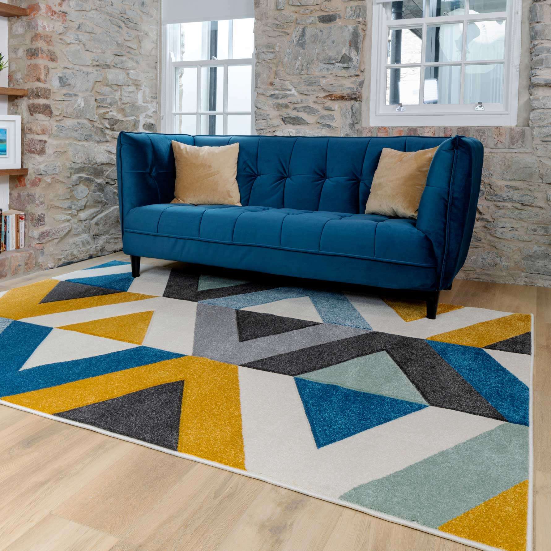 Multicolour Woven Geometric Area Rug - Angora - Image 4