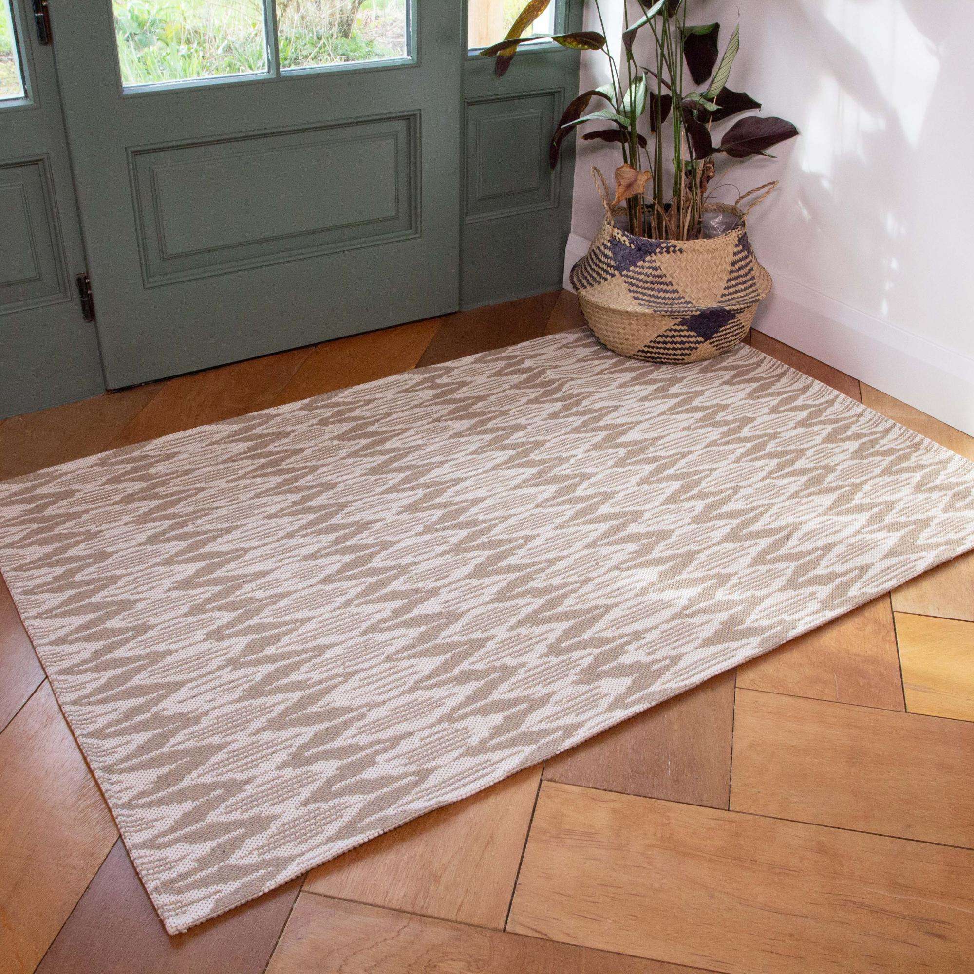 Natural Stripe Woven Sustainable Recycled Cotton Rug - Aden - Image 2