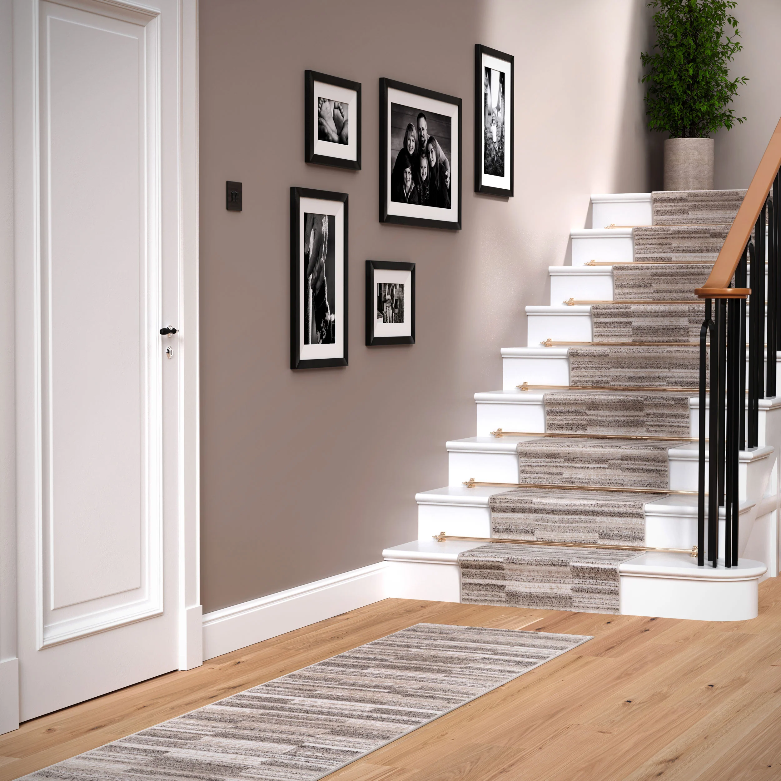 Neutral Beige Linear Living Room Rug - Elias - Image 9