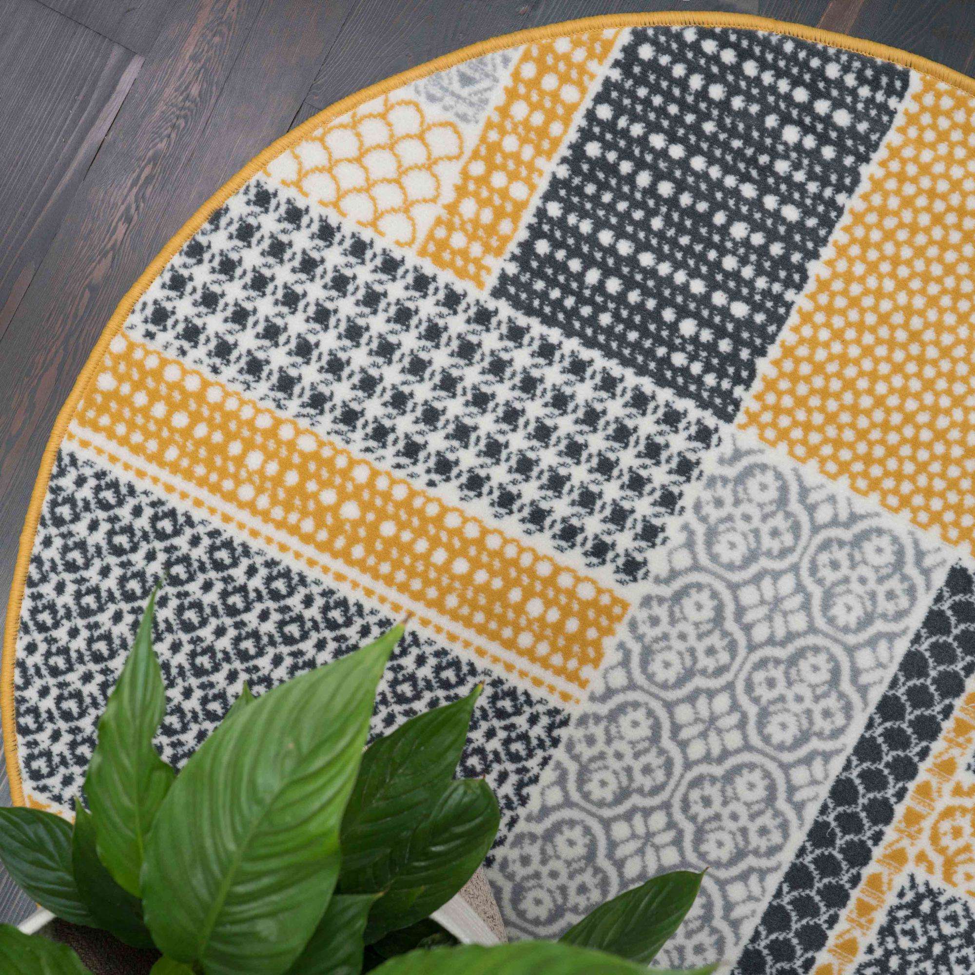 Ochre Grey Patchwork Rug - Image 7